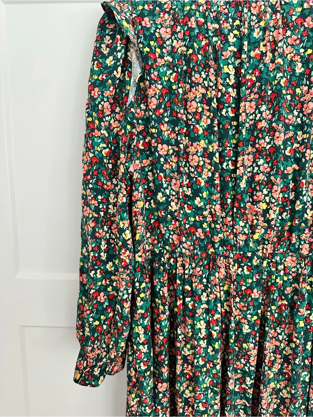 Floral V-Neck Long Sleeve Midi Dress - JCrew